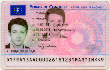 Un exemple de permis de conduire